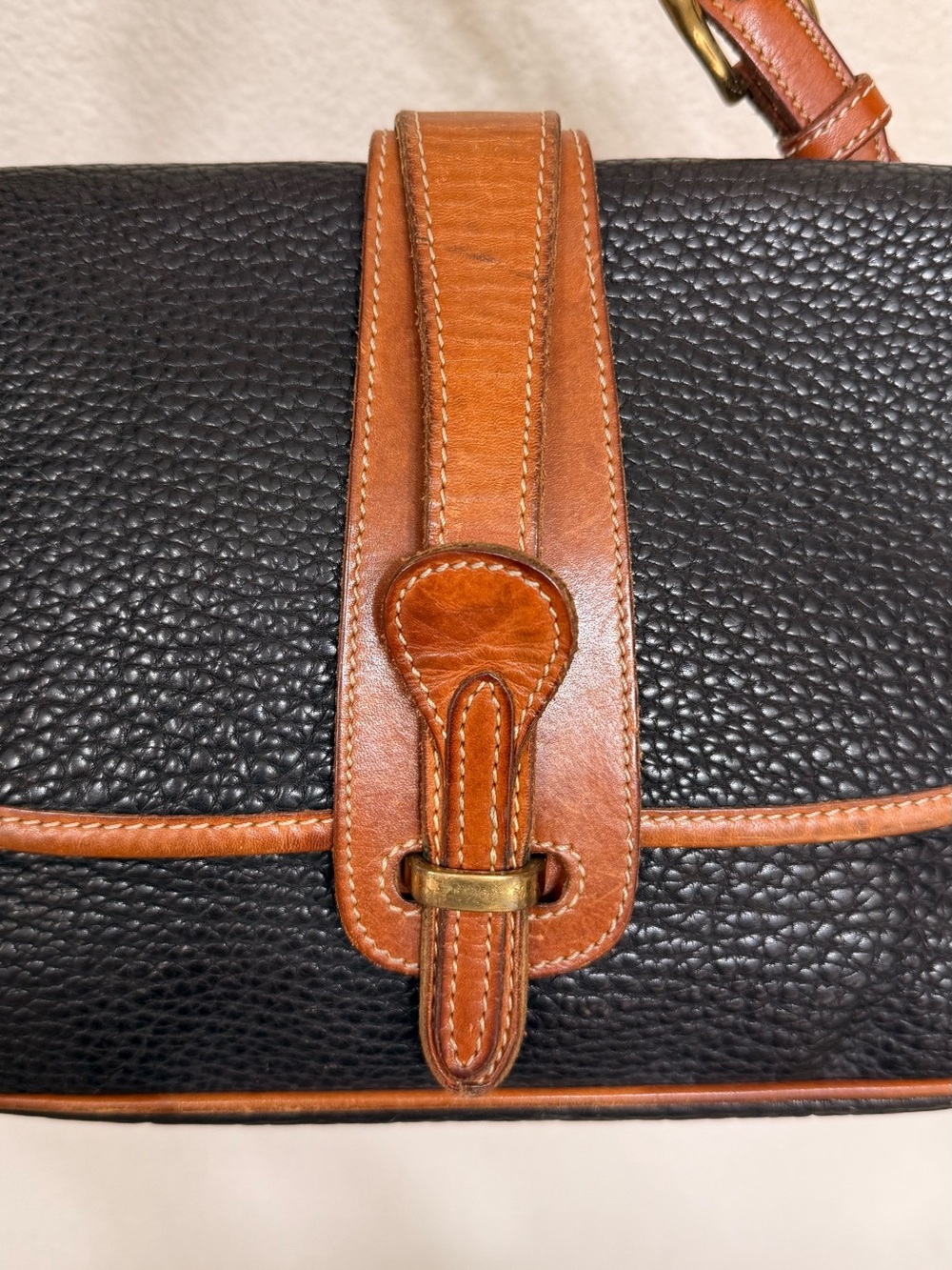 Dooney & Bourke Black with Brown Trim Pebbled Leather Crossbody Bag - Picture 2 of 11